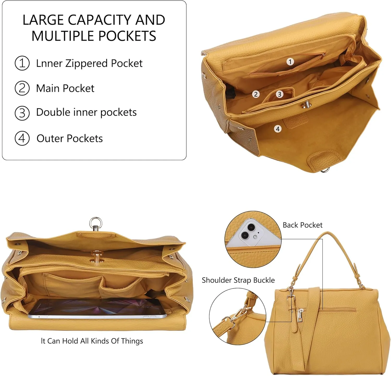 Angel Kiss Satchel Purses and Handbags for Women Soft Vegan Leather Tote Shoulder Bag Top Handle with Crossbody Strap