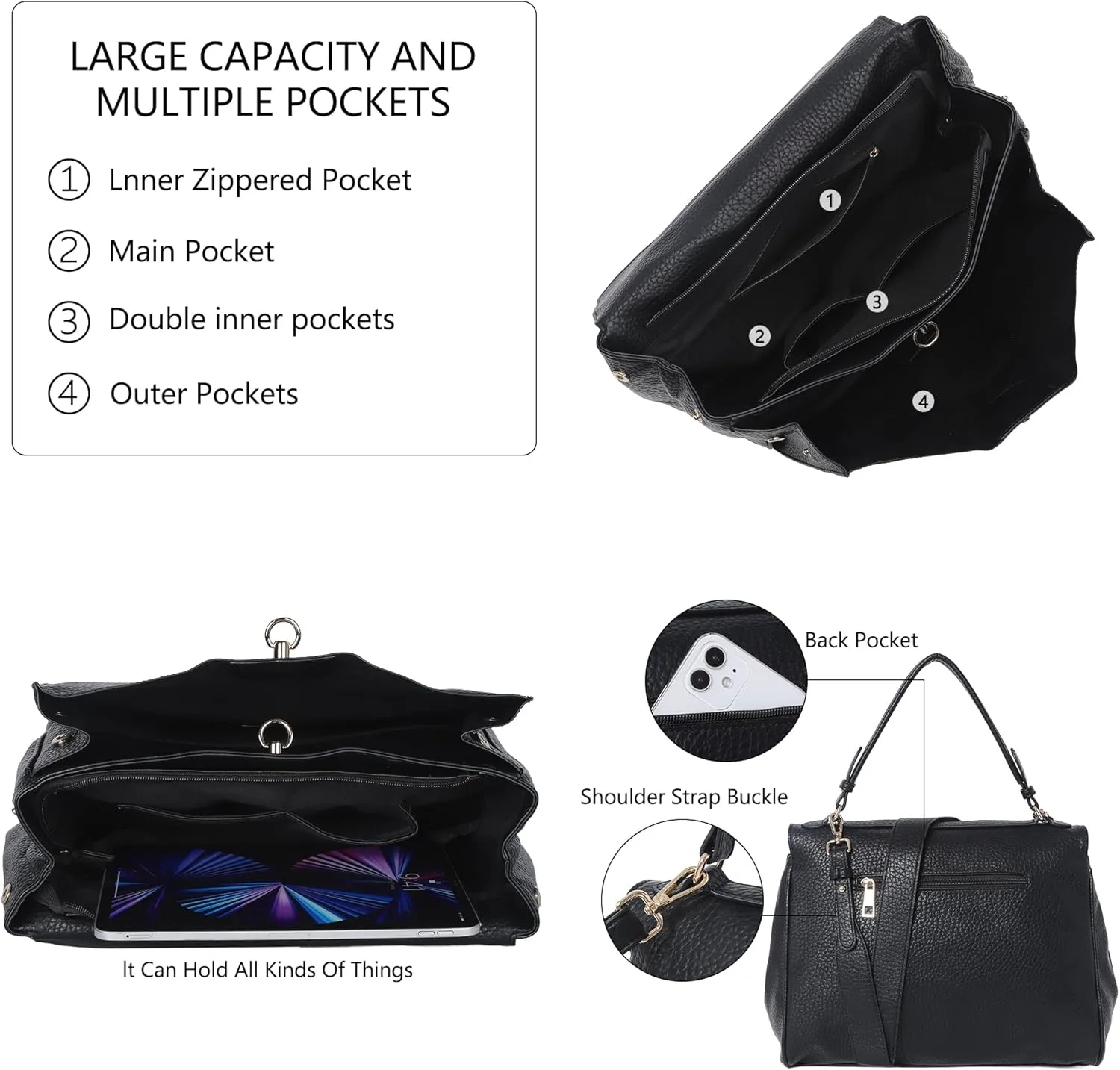 Angel Kiss Satchel Purses and Handbags for Women Soft Vegan Leather Tote Shoulder Bag Top Handle with Crossbody Strap