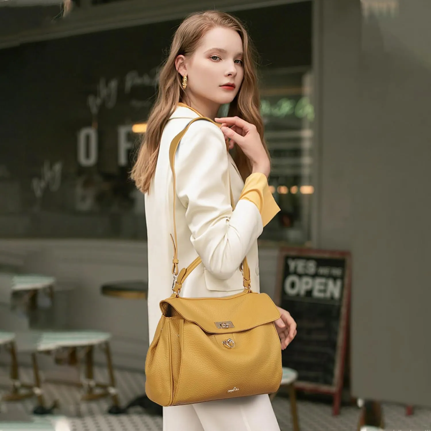 Angel Kiss Satchel Purses and Handbags for Women Soft Vegan Leather Tote Shoulder Bag Top Handle with Crossbody Strap