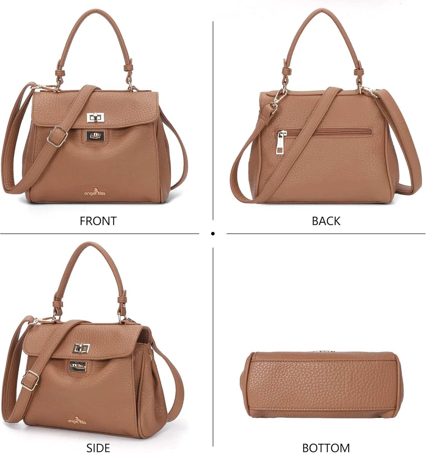 Angel Kiss Small Top Handle Satchel Purses and Handbags for Women Soft Vegan Leather Tote Shoulder Bag