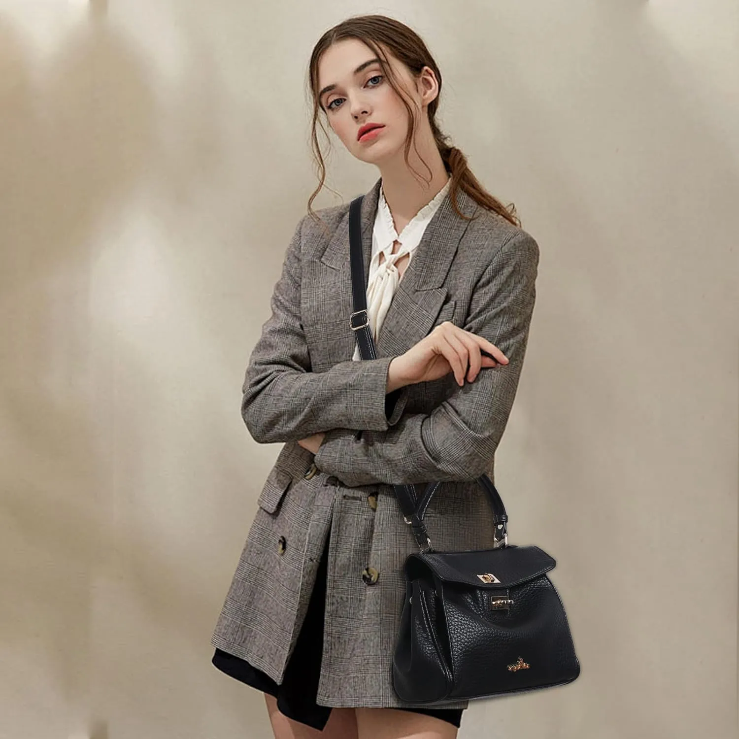 Angel Kiss Small Top Handle Satchel Purses and Handbags for Women Soft Vegan Leather Tote Shoulder Bag