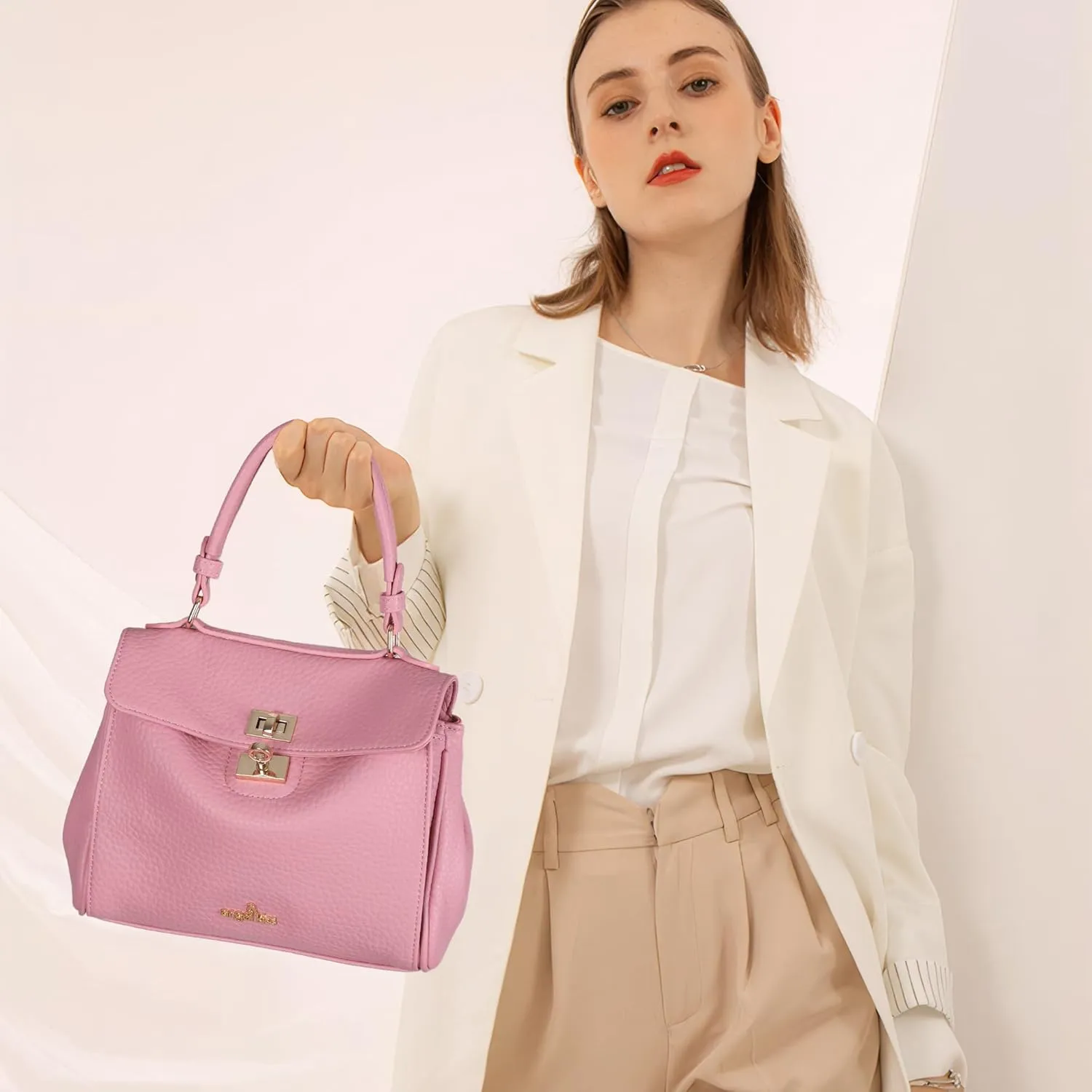 Angel Kiss Small Top Handle Satchel Purses and Handbags for Women Soft Vegan Leather Tote Shoulder Bag