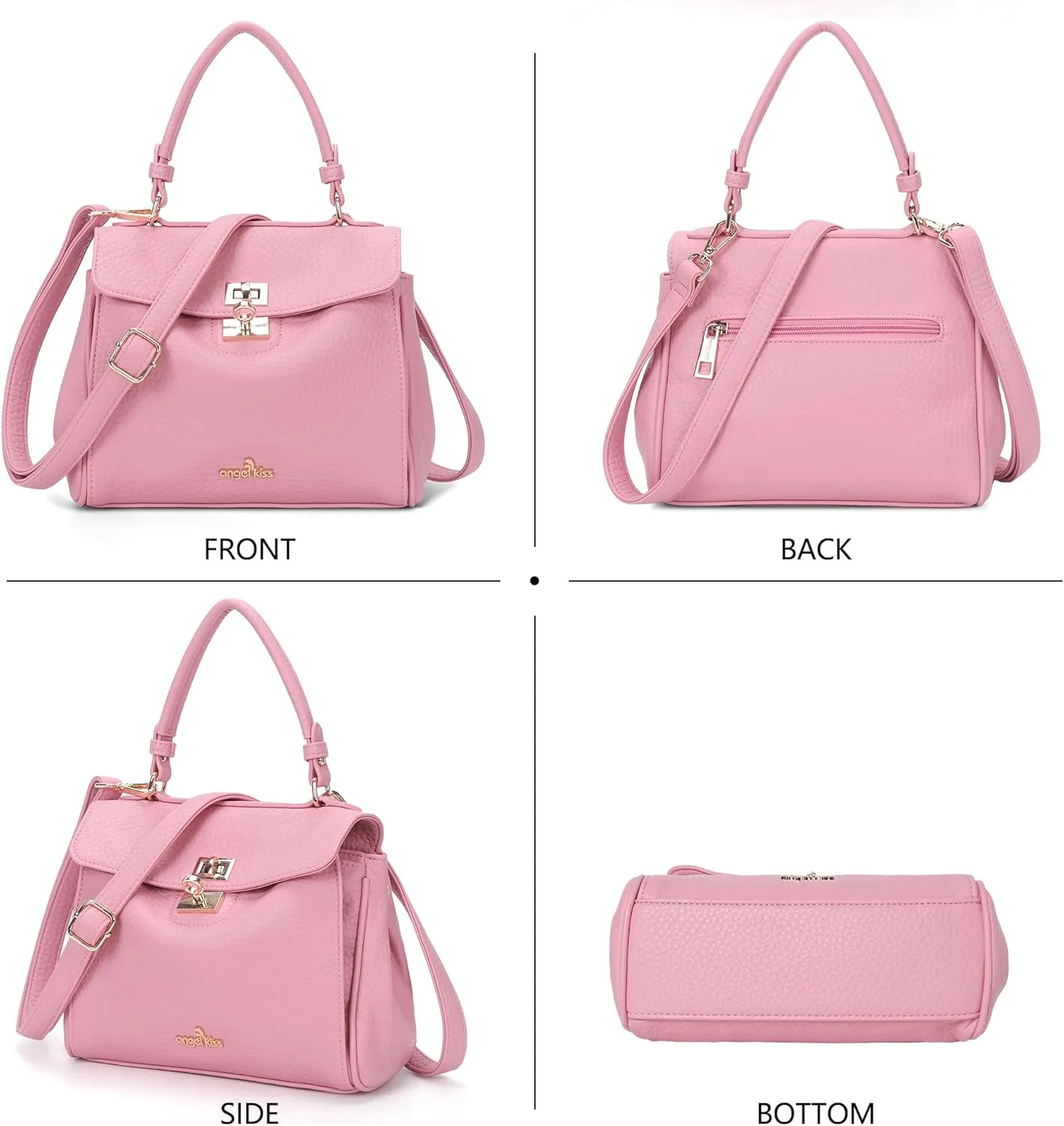 Angel Kiss Small Top Handle Satchel Purses and Handbags for Women Soft Vegan Leather Tote Shoulder Bag