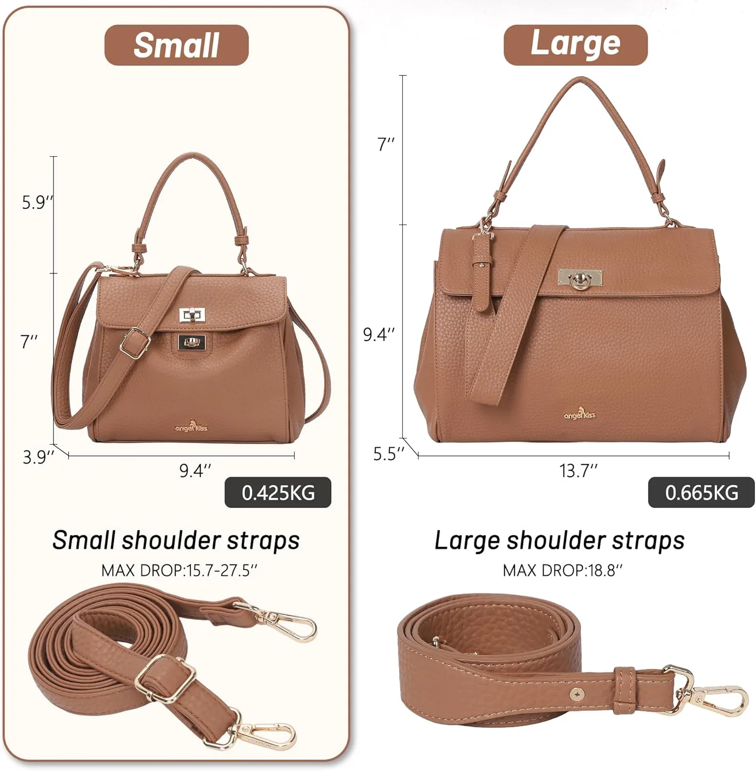Angel Kiss Small Top Handle Satchel Purses and Handbags for Women Soft Vegan Leather Tote Shoulder Bag