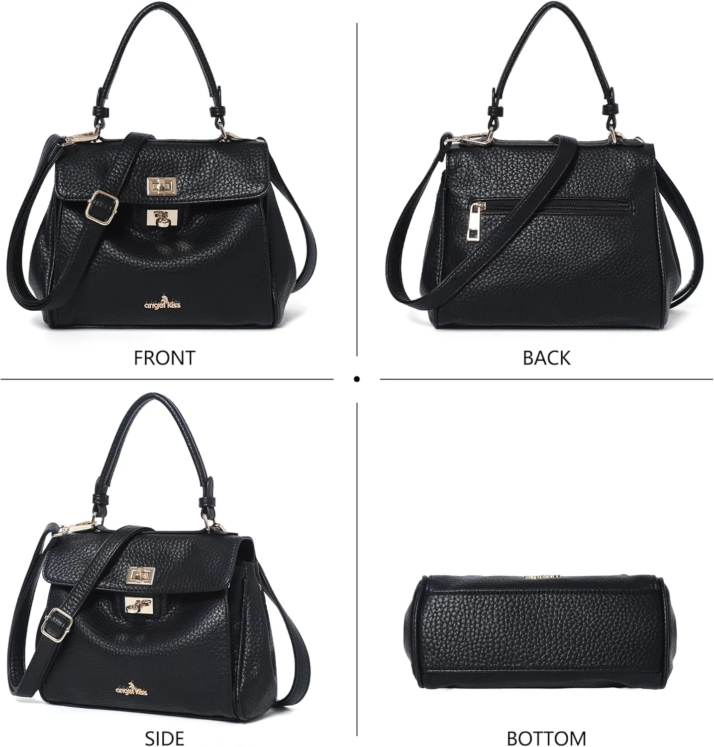 Angel Kiss Small Top Handle Satchel Purses and Handbags for Women Soft Vegan Leather Tote Shoulder Bag