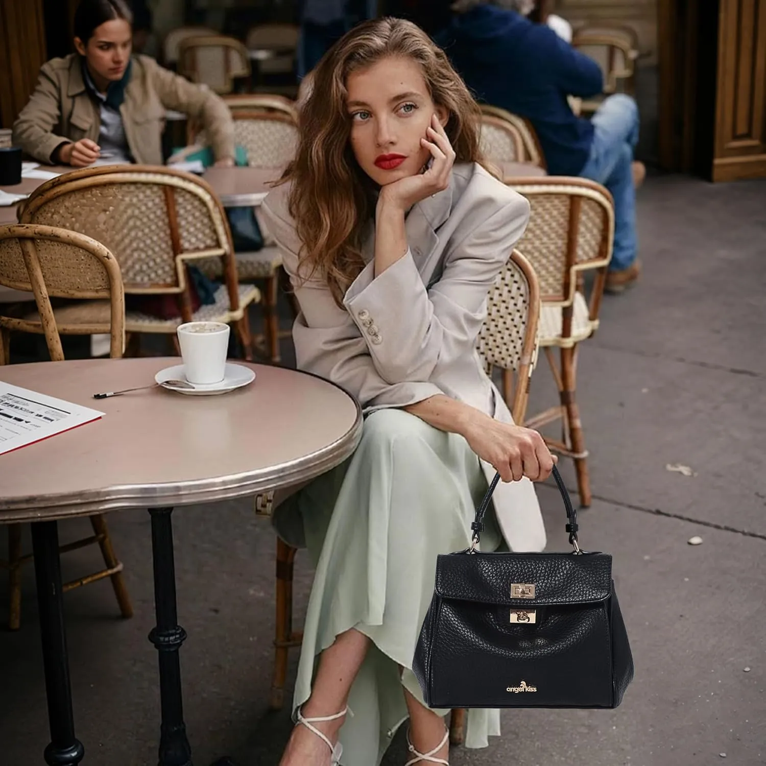 Angel Kiss Small Top Handle Satchel Purses and Handbags for Women Soft Vegan Leather Tote Shoulder Bag
