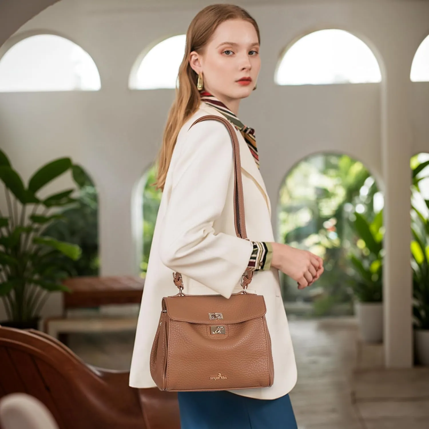Angel Kiss Small Top Handle Satchel Purses and Handbags for Women Soft Vegan Leather Tote Shoulder Bag