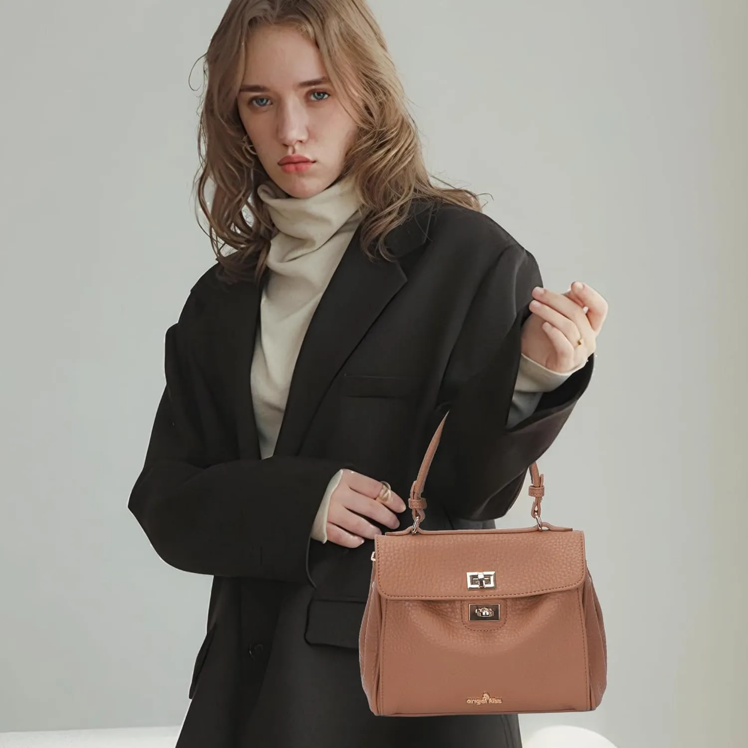 Angel Kiss Small Top Handle Satchel Purses and Handbags for Women Soft Vegan Leather Tote Shoulder Bag