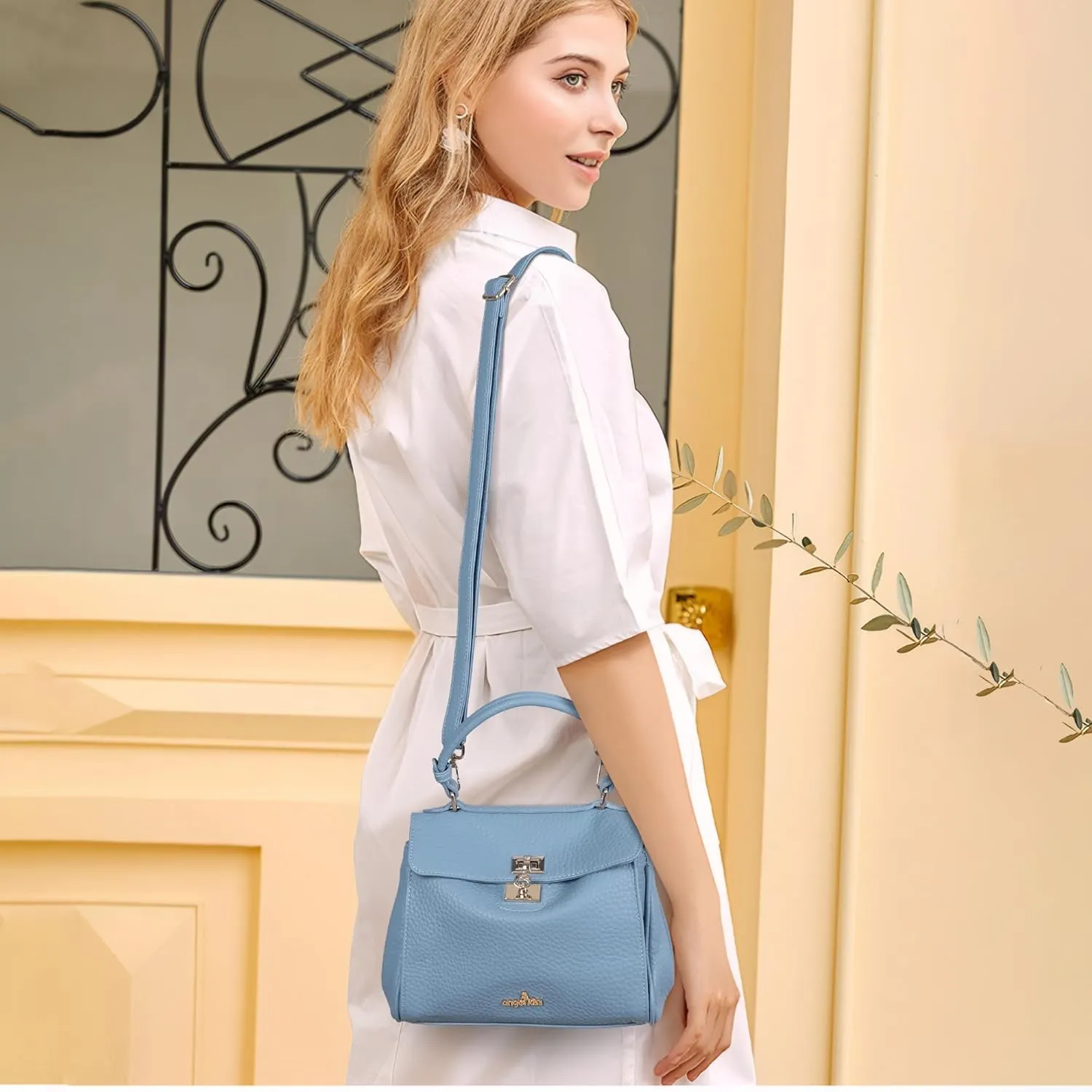 Angel Kiss Small Top Handle Satchel Purses and Handbags for Women Soft Vegan Leather Tote Shoulder Bag