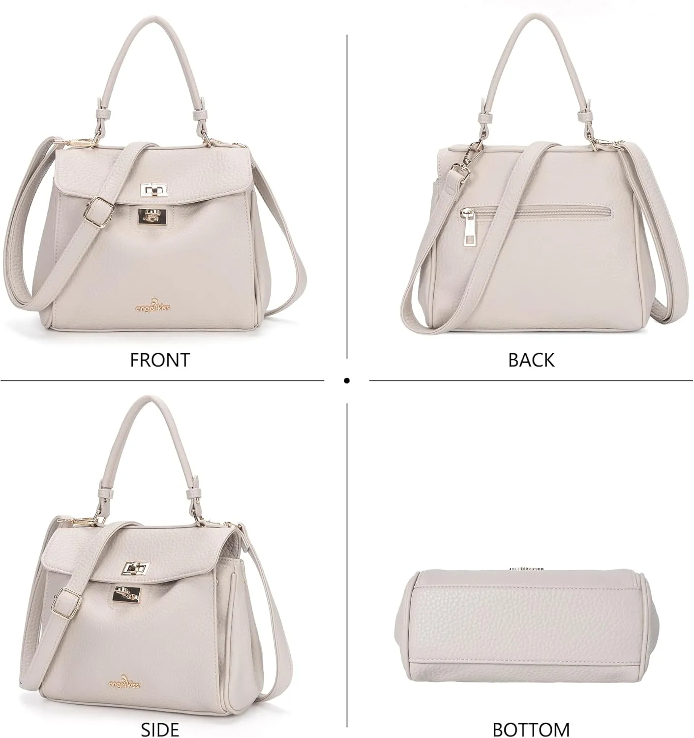 Angel Kiss Small Top Handle Satchel Purses and Handbags for Women Soft Vegan Leather Tote Shoulder Bag
