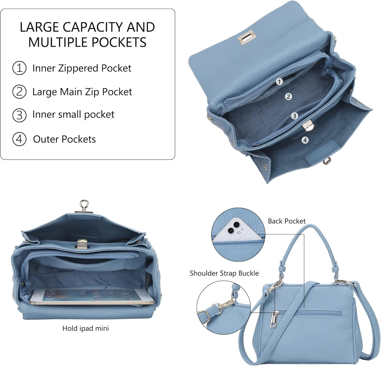Angel Kiss Small Top Handle Satchel Purses and Handbags for Women Soft Vegan Leather Tote Shoulder Bag