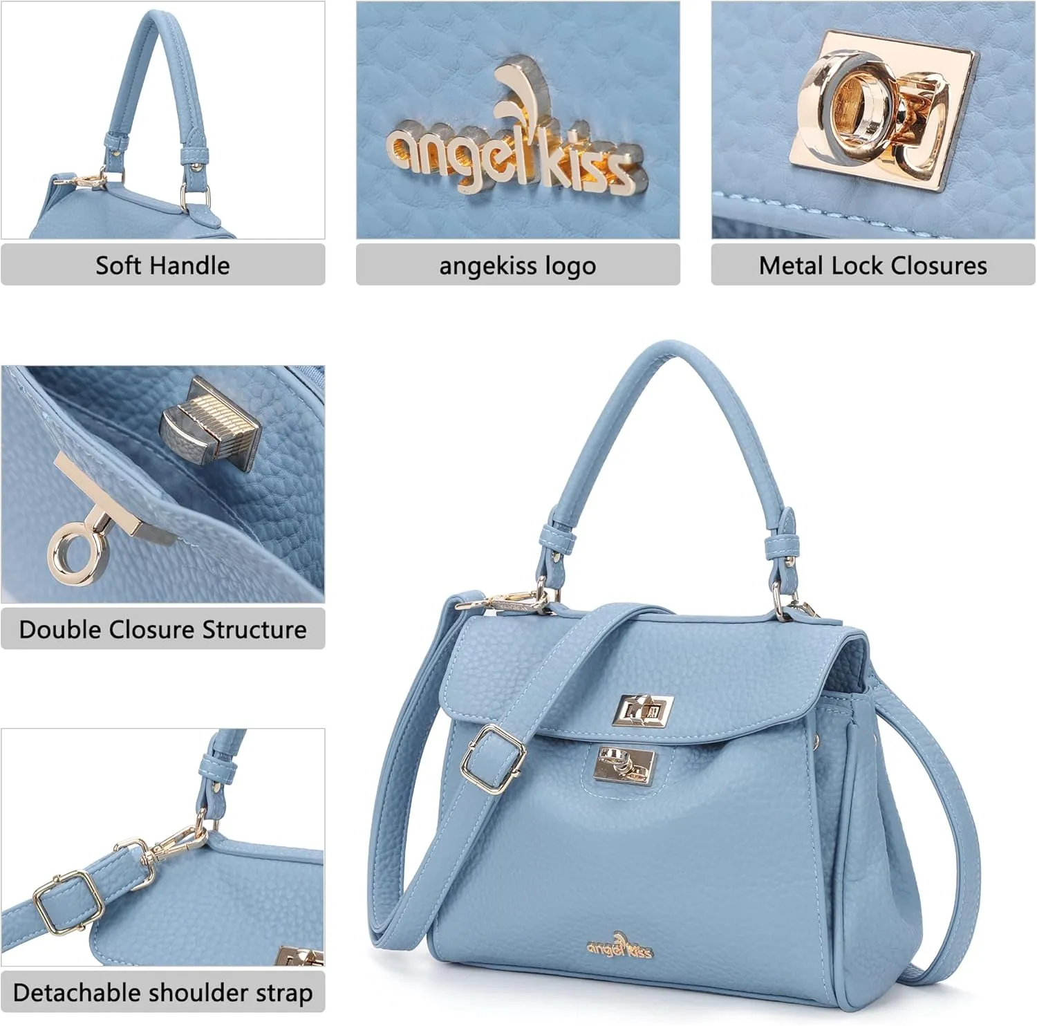 Angel Kiss Small Top Handle Satchel Purses and Handbags for Women Soft Vegan Leather Tote Shoulder Bag
