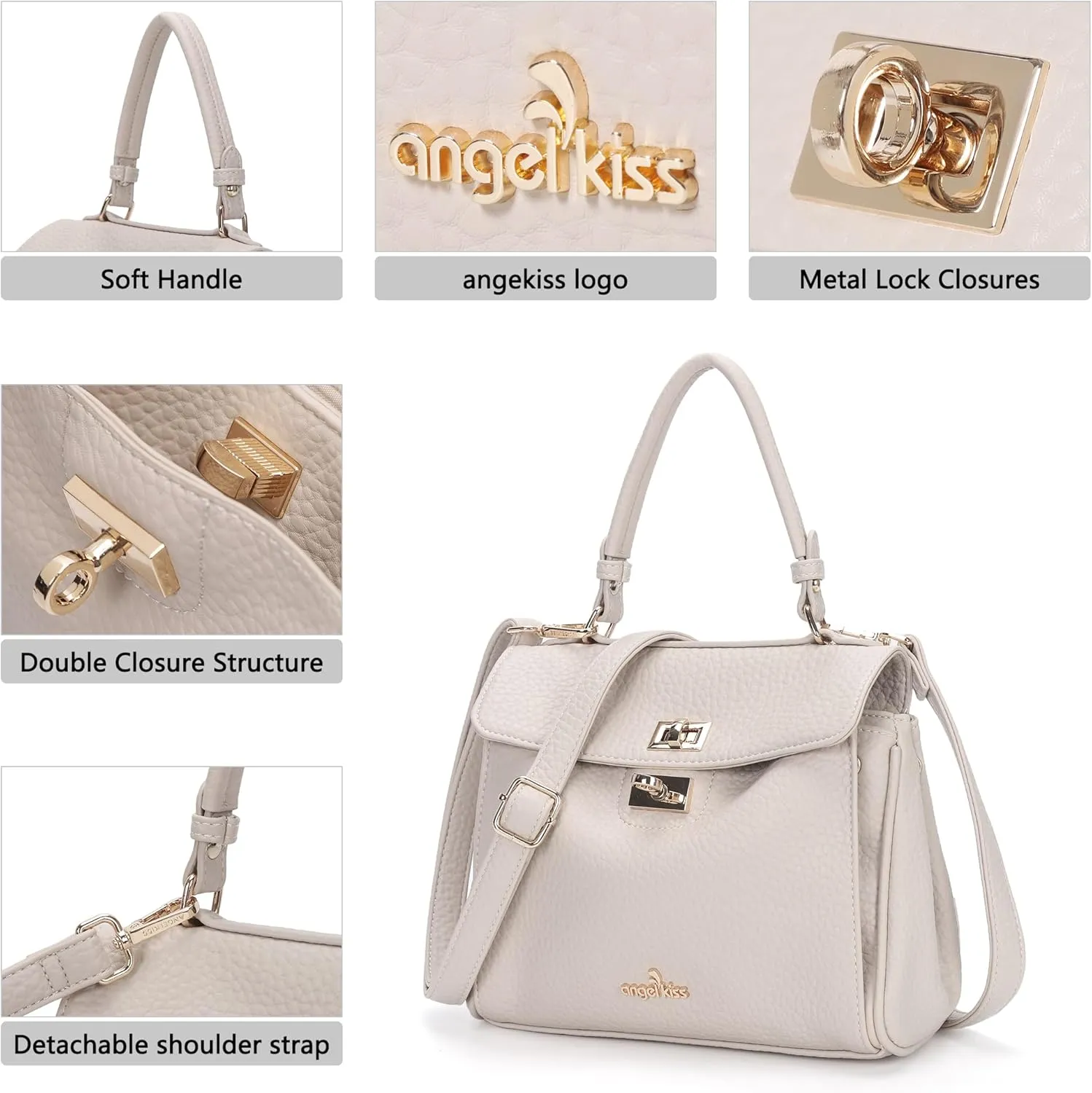 Angel Kiss Small Top Handle Satchel Purses and Handbags for Women Soft Vegan Leather Tote Shoulder Bag