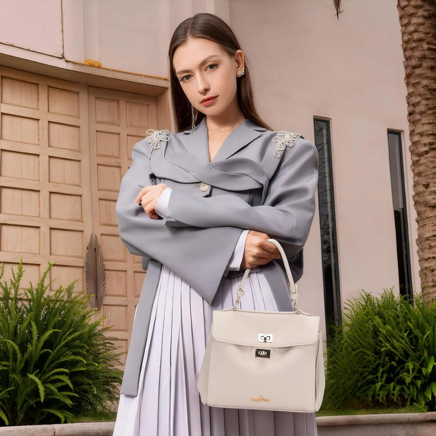 Angel Kiss Small Top Handle Satchel Purses and Handbags for Women Soft Vegan Leather Tote Shoulder Bag