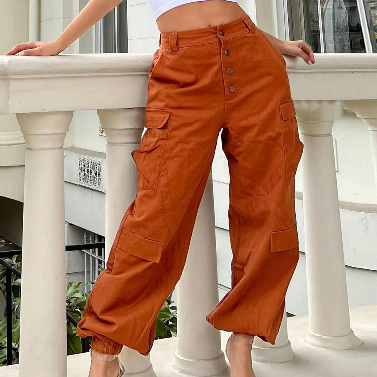 Anjikang Hippie Cargo Pants for Women 90s Vintage Street Style Balloon Pants Trendy Y2K Teen Girls Going Out Long Trouser