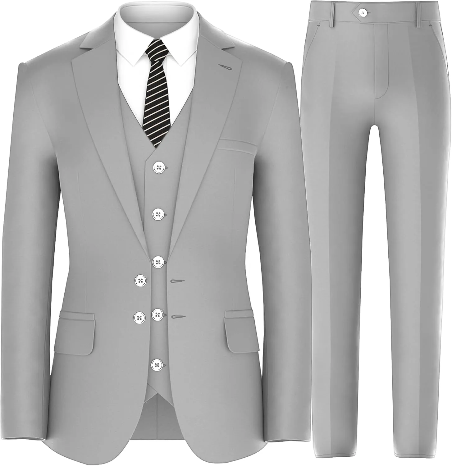 Antonio Uomo Mens Suit Set  Classic Fit 3 Piece Blazer Single Breasted Jacket Vest Pants for Business Wedding Dress Suits