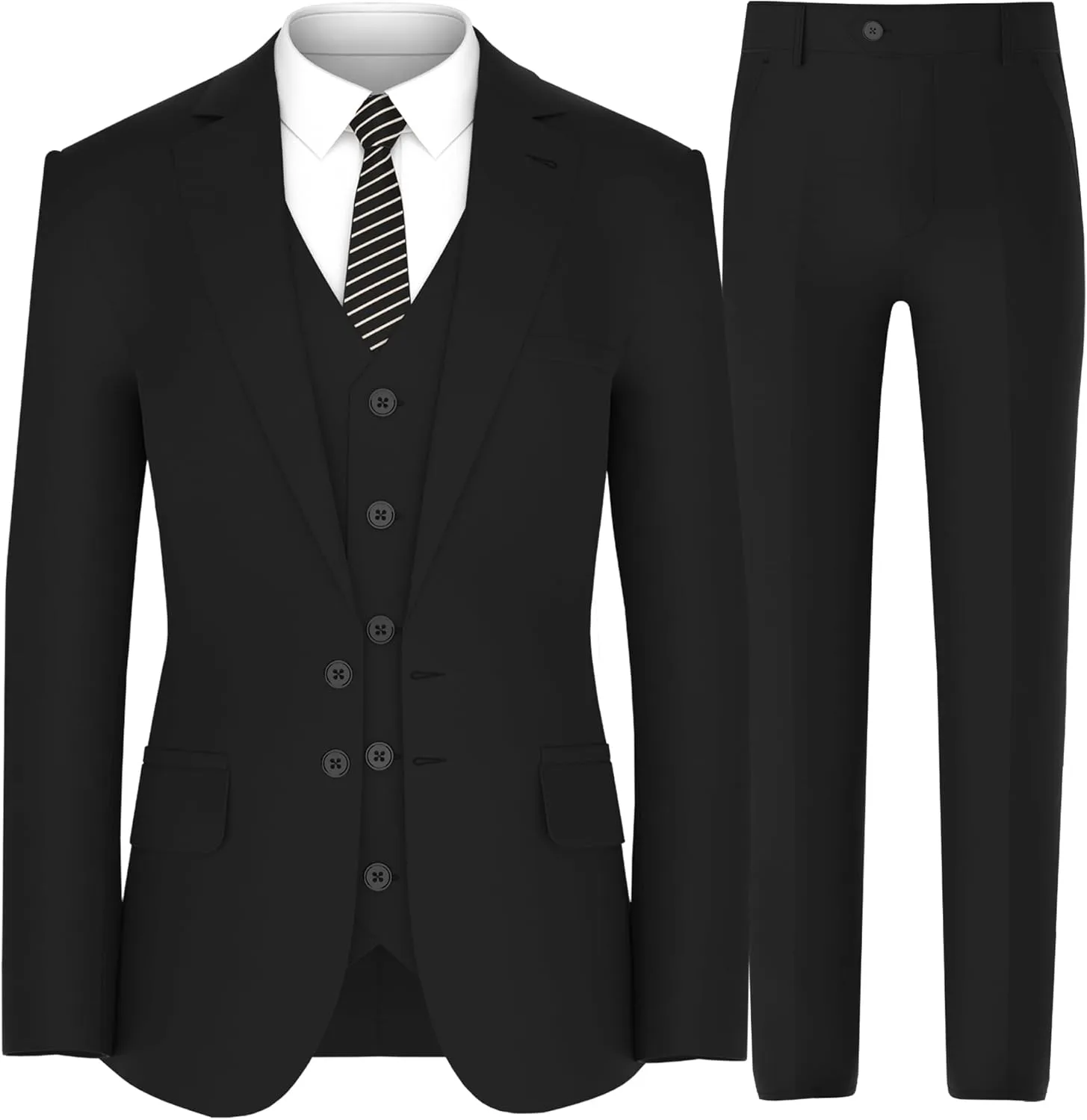 Antonio Uomo Mens Suit Set  Classic Fit 3 Piece Blazer Single Breasted Jacket Vest Pants for Business Wedding Dress Suits