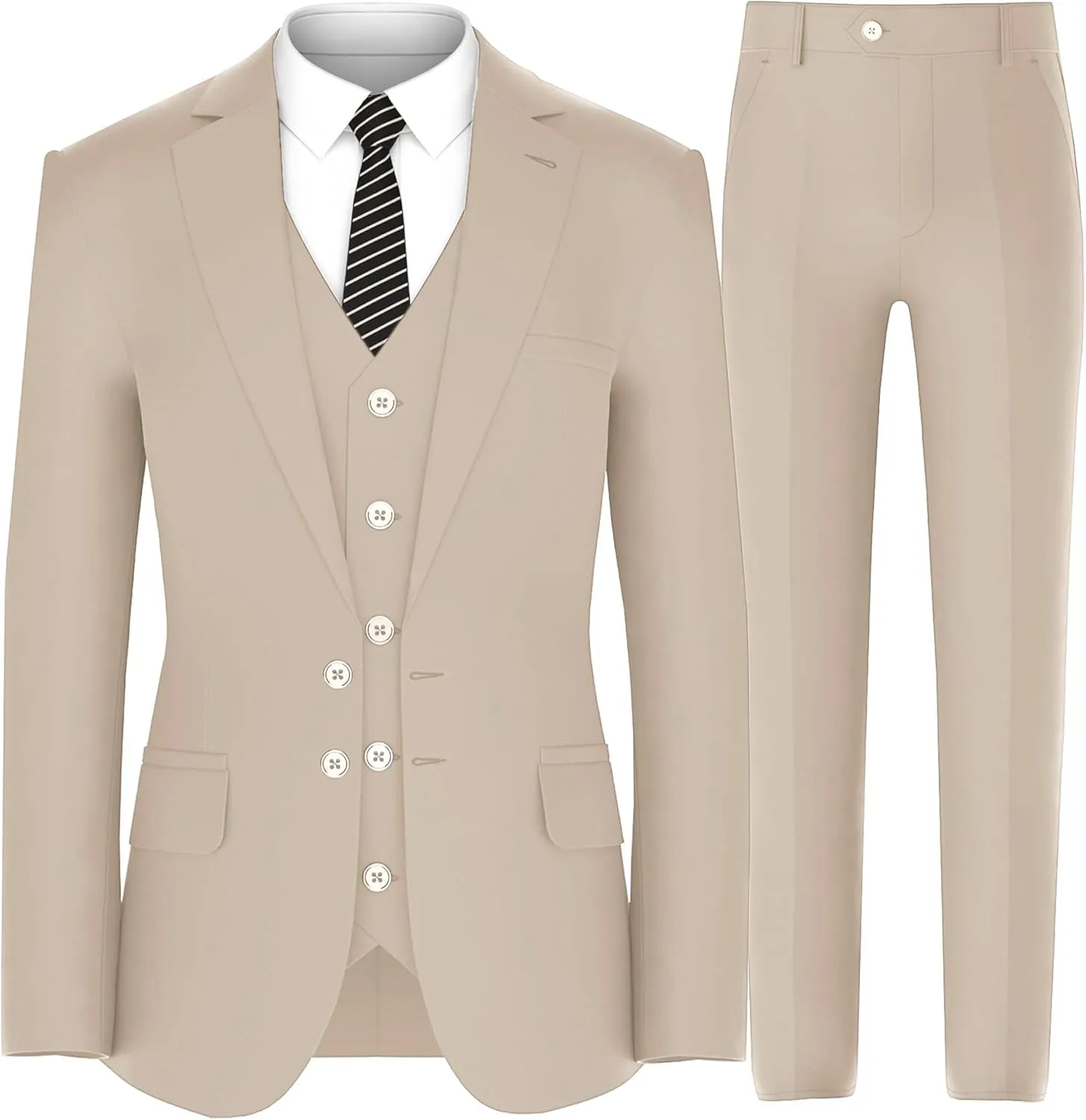 Antonio Uomo Mens Suit Set  Classic Fit 3 Piece Blazer Single Breasted Jacket Vest Pants for Business Wedding Dress Suits
