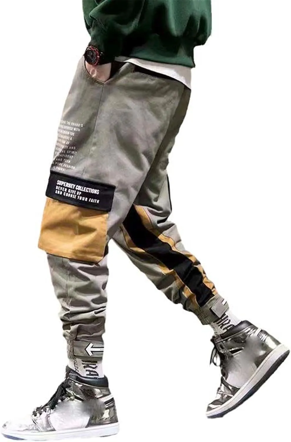 Aoleaky Men's Harem Pants Hip Hop Spring/Summer Cargo Pants Casual Streetwear Trousers