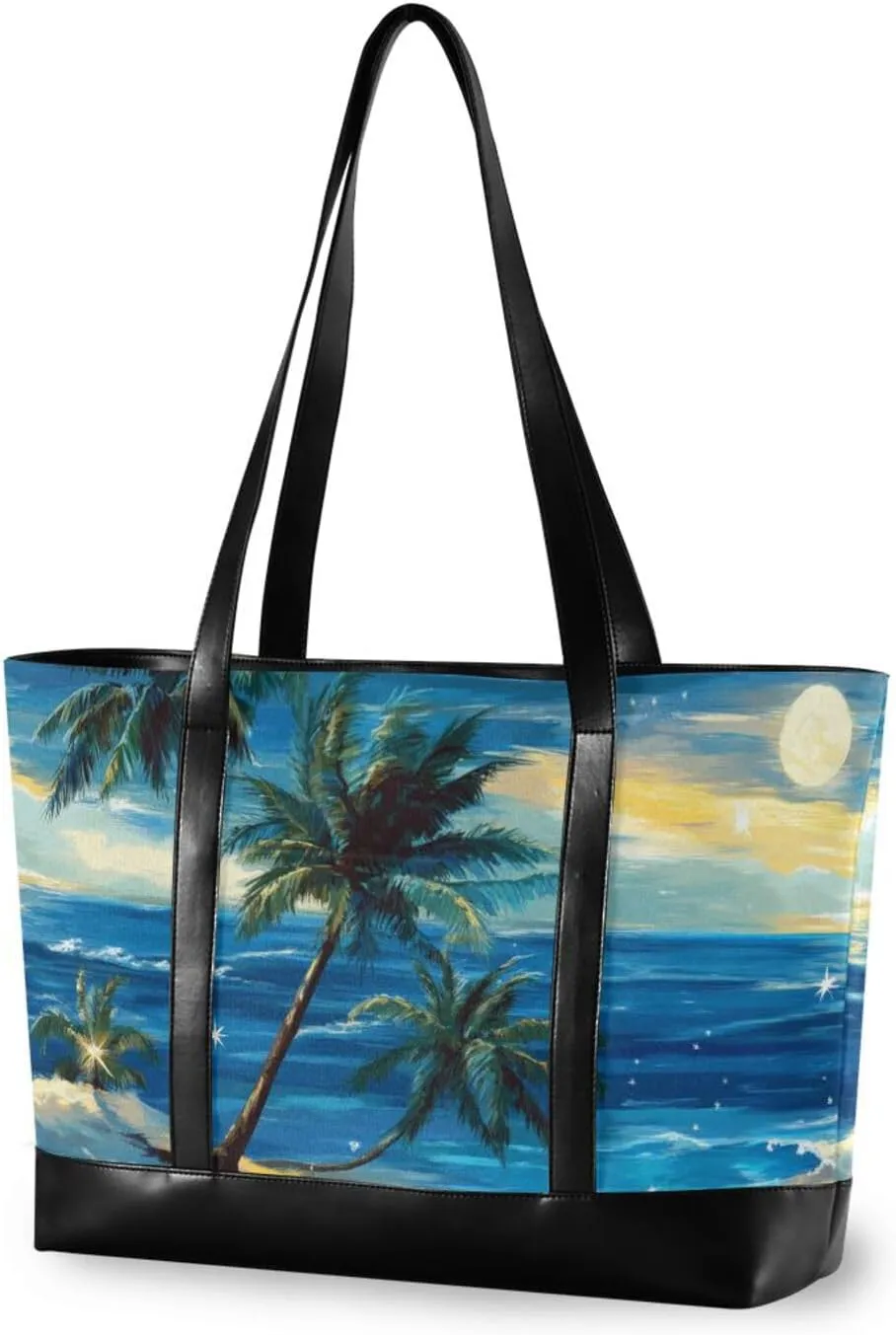 Beach Scenery Coconut Trees Stars Ocean modern laptop tote with zipper briefcases for work with diaper bolso de trabajo para mujer
