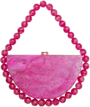 Beaded Acrylic Clutch Purse for Women Elegant Acrylic Evening Bag Unique Half Round Handbag for Wedding Party Prom