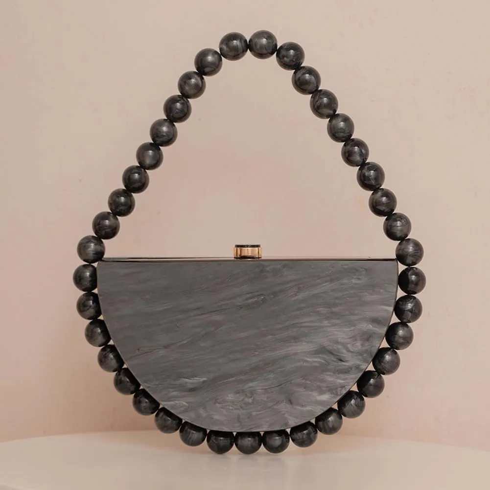 Beaded Acrylic Clutch Purse for Women Elegant Acrylic Evening Bag Unique Half Round Handbag for Wedding Party Prom