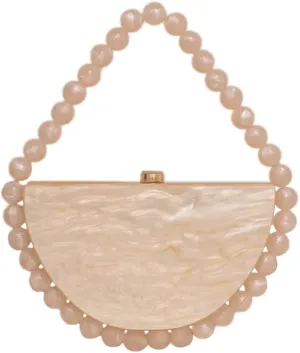 Beaded Acrylic Clutch Purse for Women Elegant Acrylic Evening Bag Unique Half Round Handbag for Wedding Party Prom