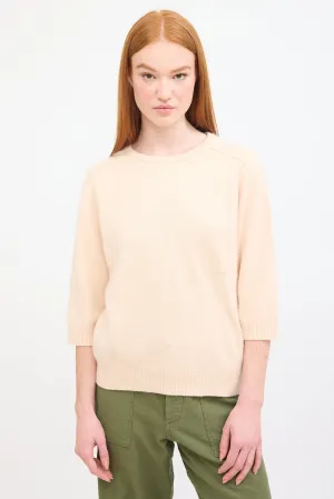 Beige Cashmere Three Quarter Sleeve Sweater