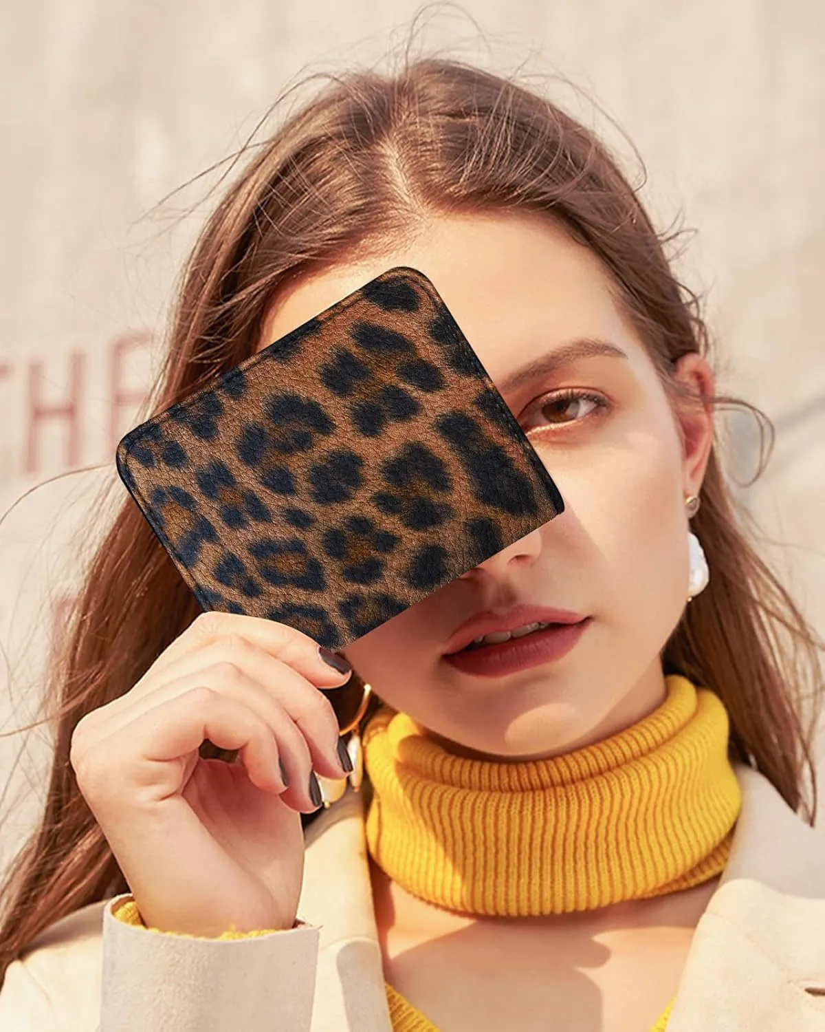 Bistup Credit Card Holder Wallet for Women Cute Leather Ladies Teen Girls Female Cardholder Wallets Accordion Purse Small Medium Aesthetic Print Leopard Modern Design Rfid Zipper Around