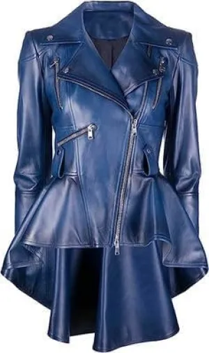 Blazer Coat Genuine Leather Jacket for Women Coat Style Slim Fit and Long Coat Metal Stitching