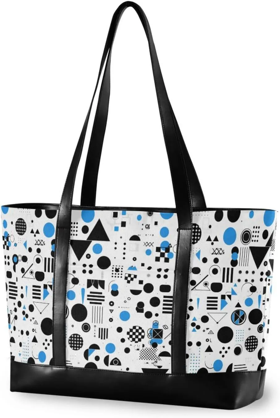 Blue and Black Geometric Shapes Minimalistic Modern fashion carry on tote bag with zipper for flight with Personalized maletin ejecutivo para mujer