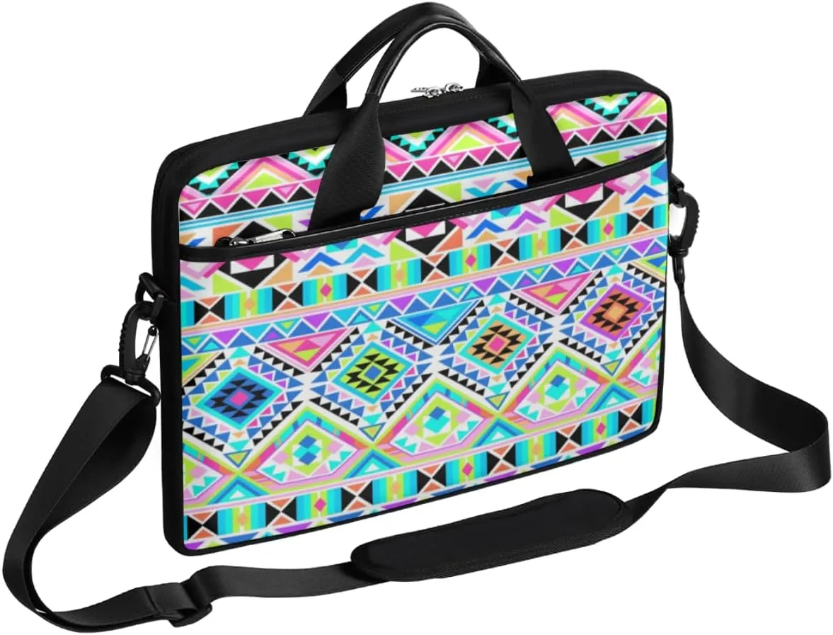 Boho Modern Geometric Laptop Bag Case Sleeve Slim Computer Carry Case Laptop Shoulder Messenger Bag Waterproof Laptop Briefcase for Men and Women