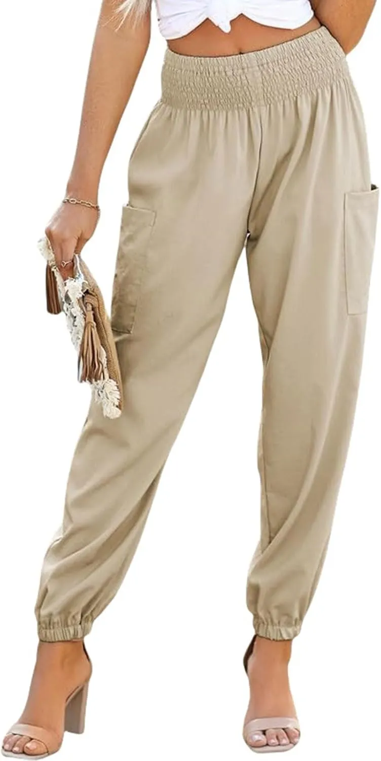 Boho Pants for Women Harem Pants High Waist Cargo Pant Summer Loose Trousers Business Casual Trousers Elephant Trouser