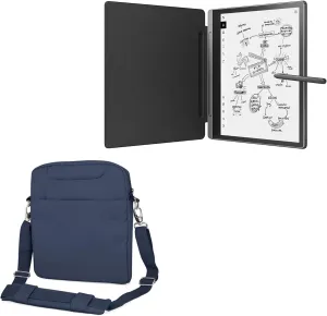 BoxWave Case Compatible with Lenovo Smart Paper (ZAC0) - Encompass Urban Bag, Over Shoulder Messenger Straps Handle Bag Pockets - Navy