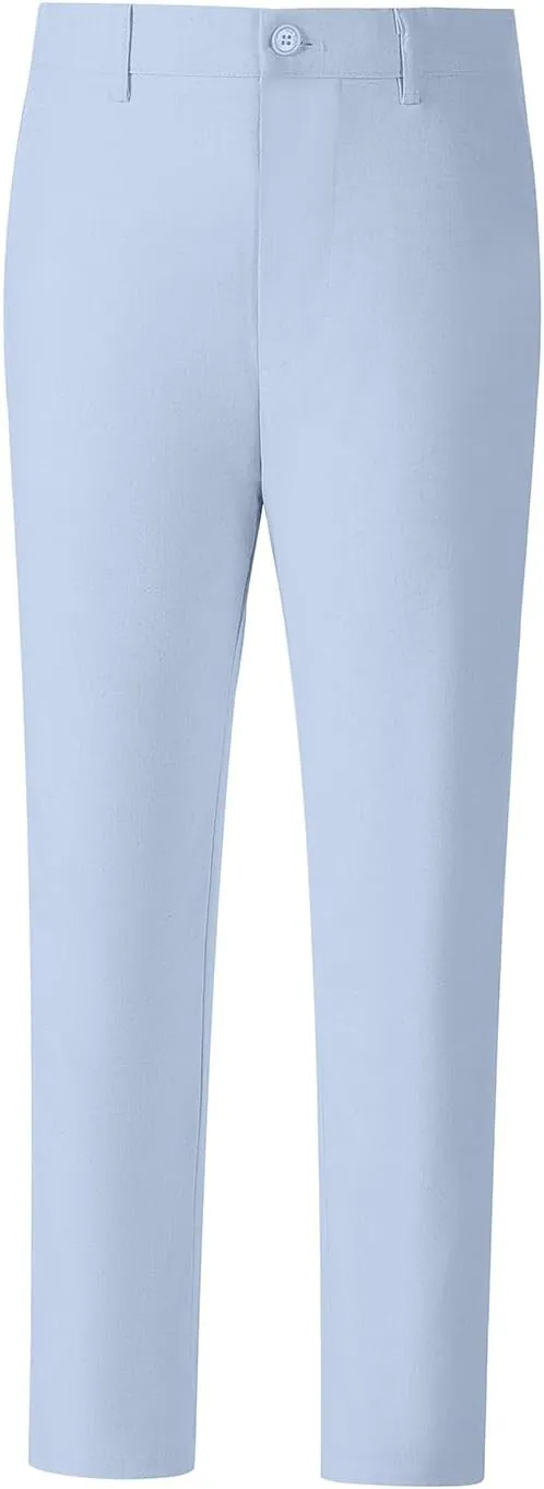 Boys' Linen Pants Lightweight Flat Front Dress Pants Kids School Uniform