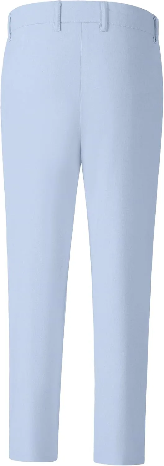 Boys' Linen Pants Lightweight Flat Front Dress Pants Kids School Uniform