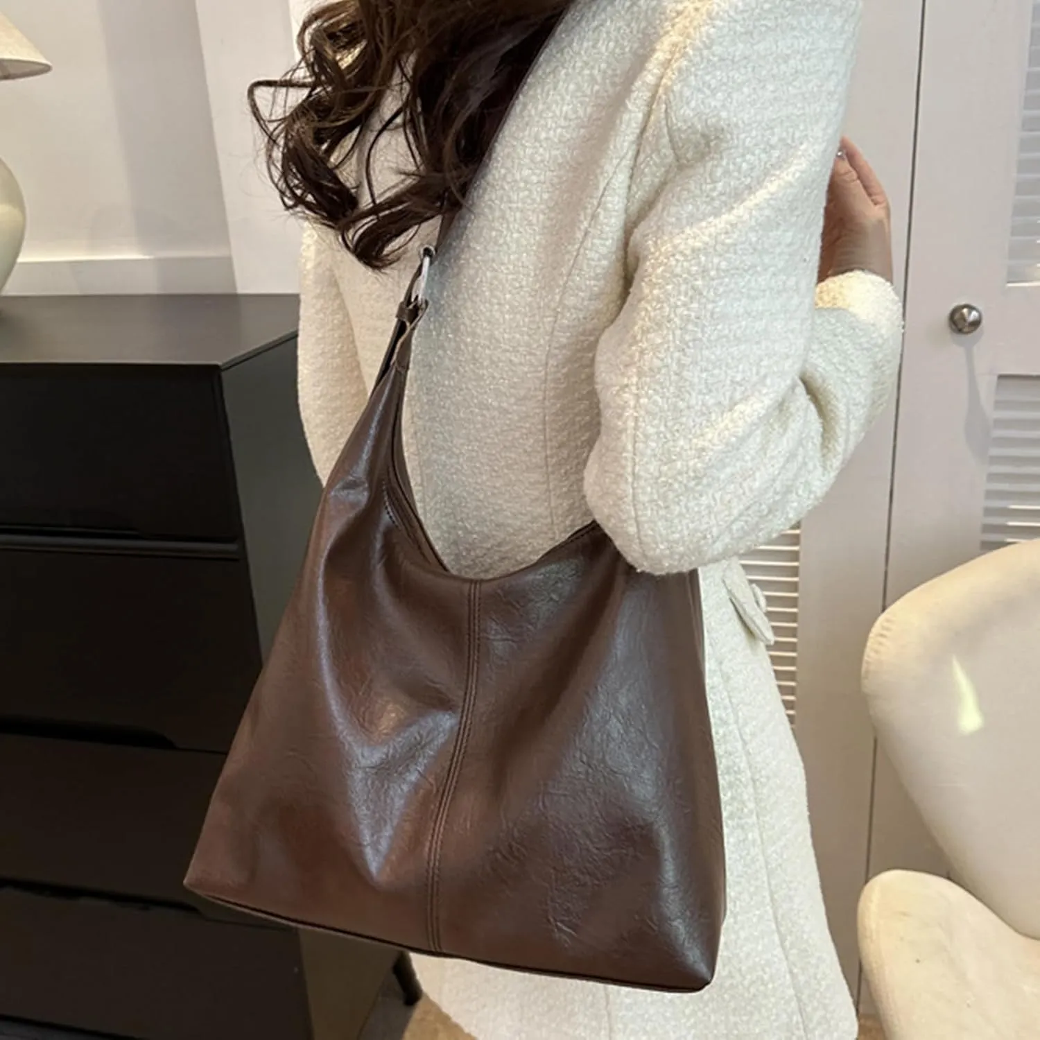 Burgundy Purse Vintage Shoulder Bag Unique Tote Purses for Women Fashion Hobo Hand Bag Womens Crescent Slouchy Bags