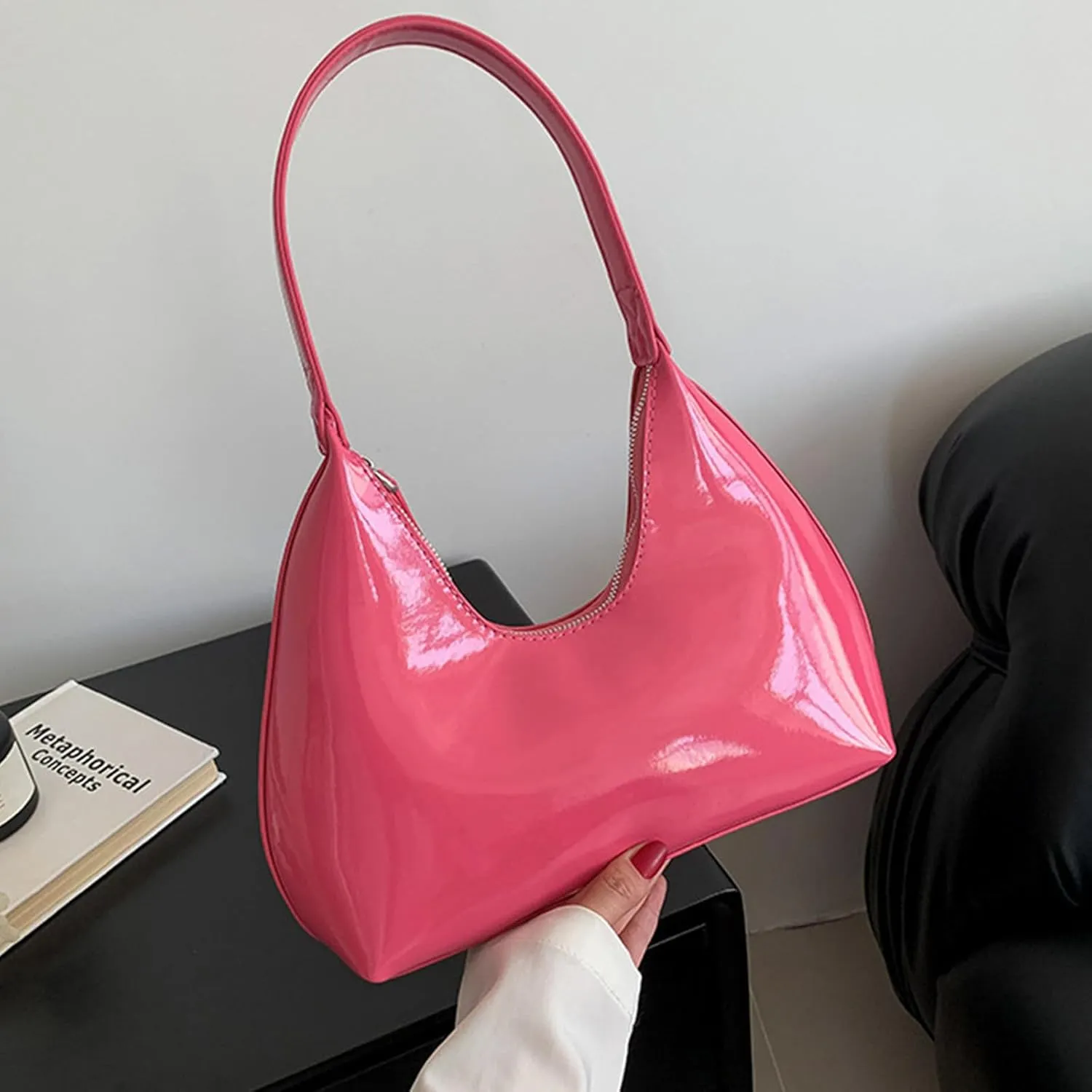 Burgundy Purse Vintage Shoulder Bag Unique Tote Purses for Women Fashion Hobo Hand Bag Womens Crescent Slouchy Bags