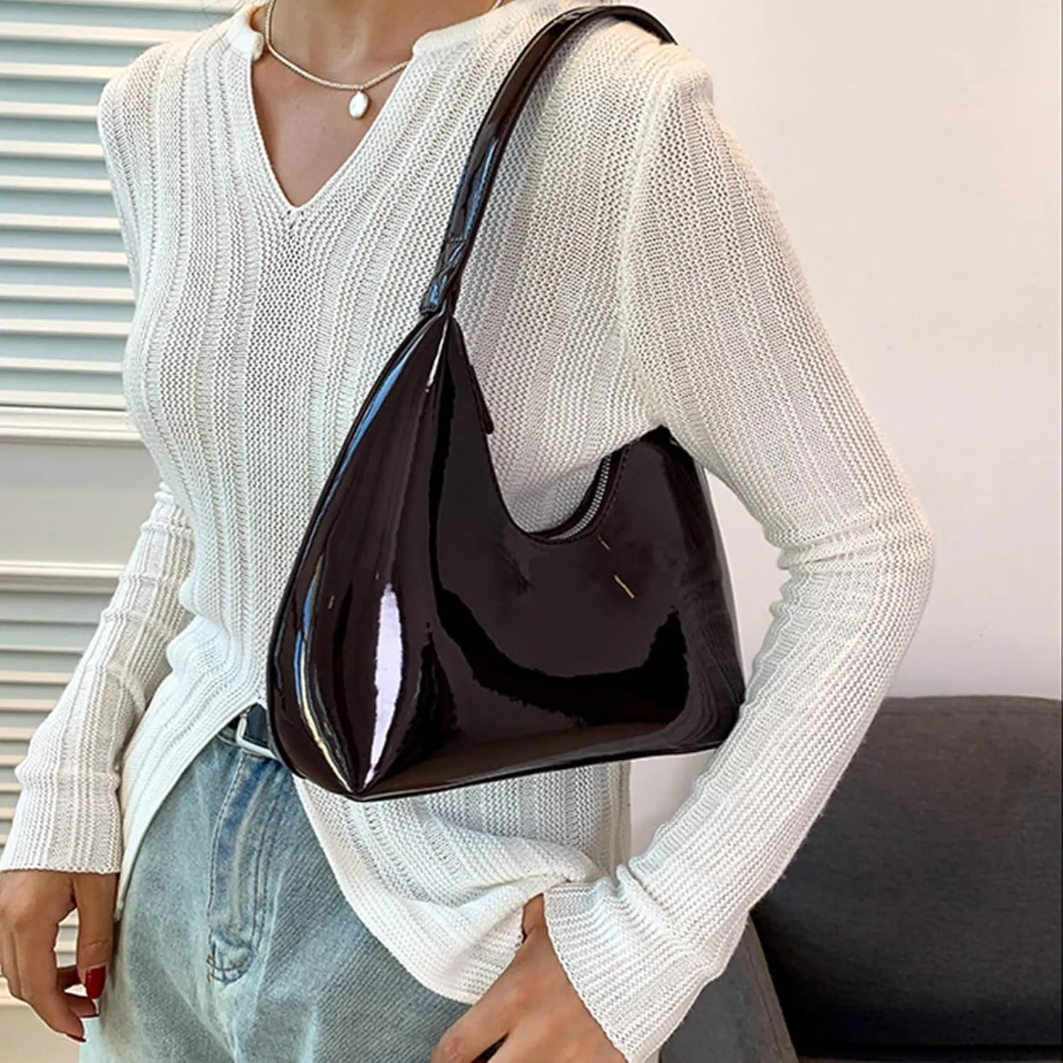 Burgundy Purse Vintage Shoulder Bag Unique Tote Purses for Women Fashion Hobo Hand Bag Womens Crescent Slouchy Bags