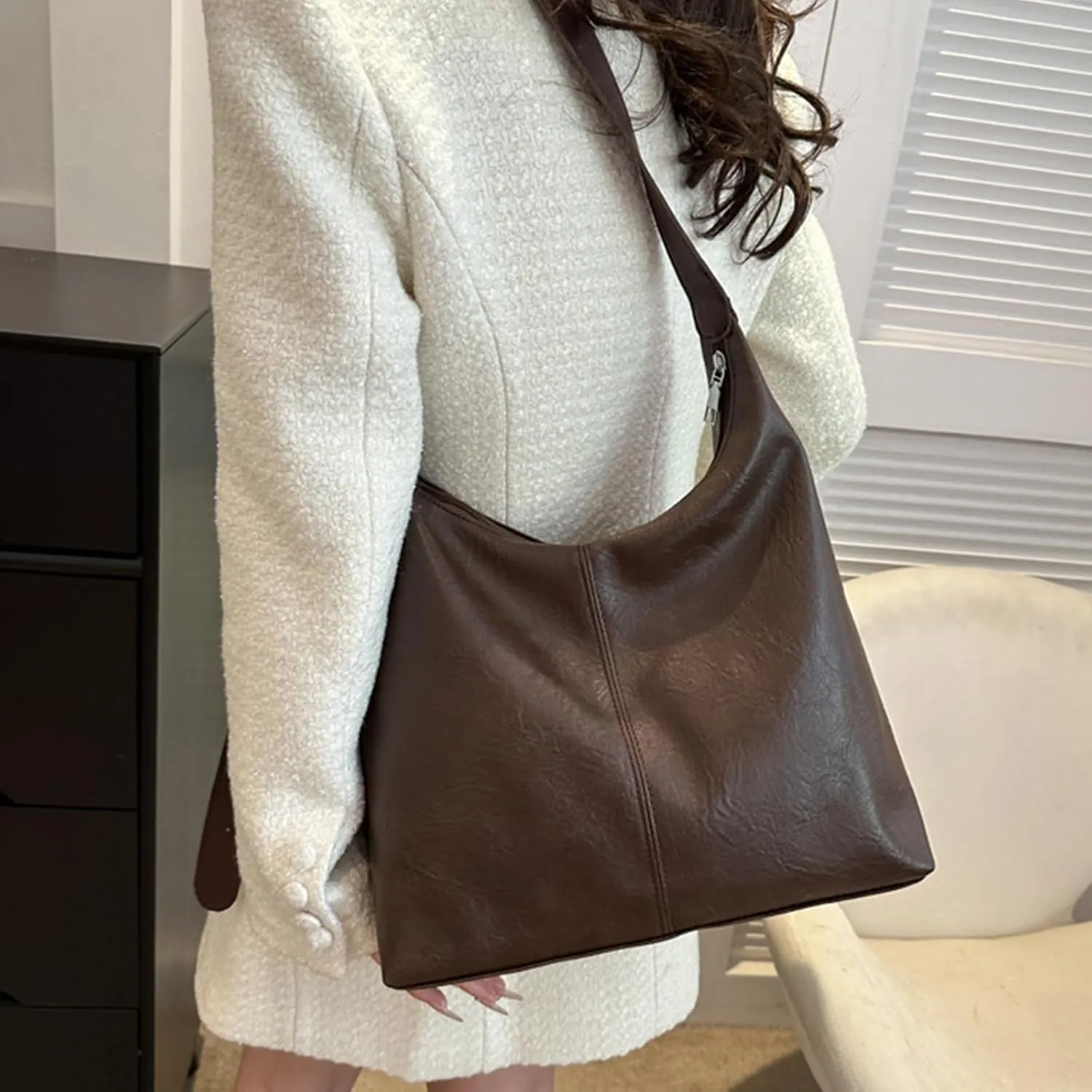 Burgundy Purse Vintage Shoulder Bag Unique Tote Purses for Women Fashion Hobo Hand Bag Womens Crescent Slouchy Bags