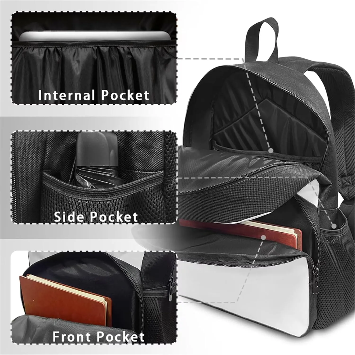 Buybai 3 Pcs Blue Butterfly Backpack Set 17 Inch Bookbag with Adjustable Shoulder Strap Insulated Lunch Box Modern Pen Bag