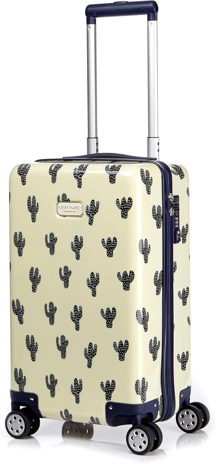 Cactus 21-inch Hard Case Luggage Lightweight 8 Spinner TSA Lock Carry on unique pattern, Beige, LP01PBE28CS26