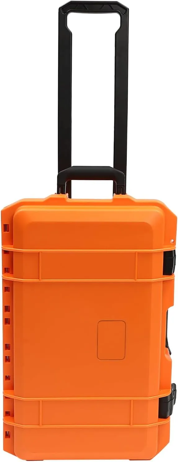 Camera Case, 22" Modern Rectangular Hard Camera Case, Camera Hard Case with Foam, Pulley and Press Lock, IP67 Camera Storage Box for Camera Equipment Computers Watches Load 110lbs (Orange)