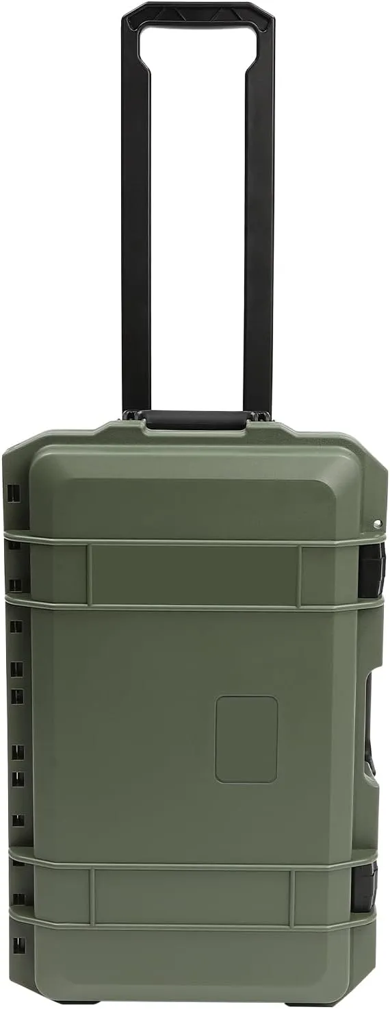 Camera Case, 22" Modern Rectangular Hard Camera Case with Foam, Pulley and Press Lock, IP67 Camera Storage Box for Camera Equipment Computers Watches Load 110lbs (Green)