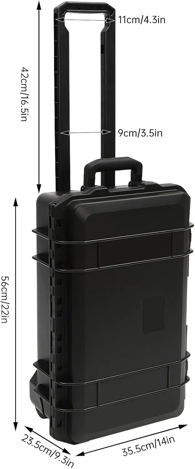 Camera Case, 22" Modern Rectangular Hard Camera Case with Foam, Pulley and Press Lock, IP67 Camera Storage Box for Camera Equipment Computers Watches Load 110lbs