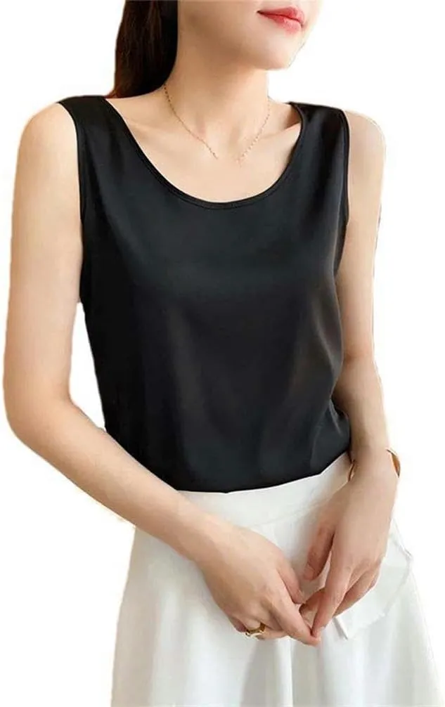 Camisole top Women's Halterneck O-Neck Basic Solid Color Camisole Sleeveless Lightweight Summer T-Shirt Basic