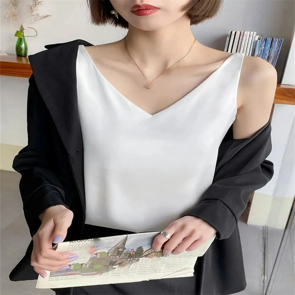 Camisole top Women's Halterneck O-Neck Basic Solid Color Camisole Sleeveless Lightweight Summer T-Shirt Basic