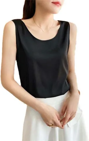 Camisole top Women's Halterneck O-Neck Basic Solid Color Camisole Sleeveless Lightweight Summer T-Shirt Basic