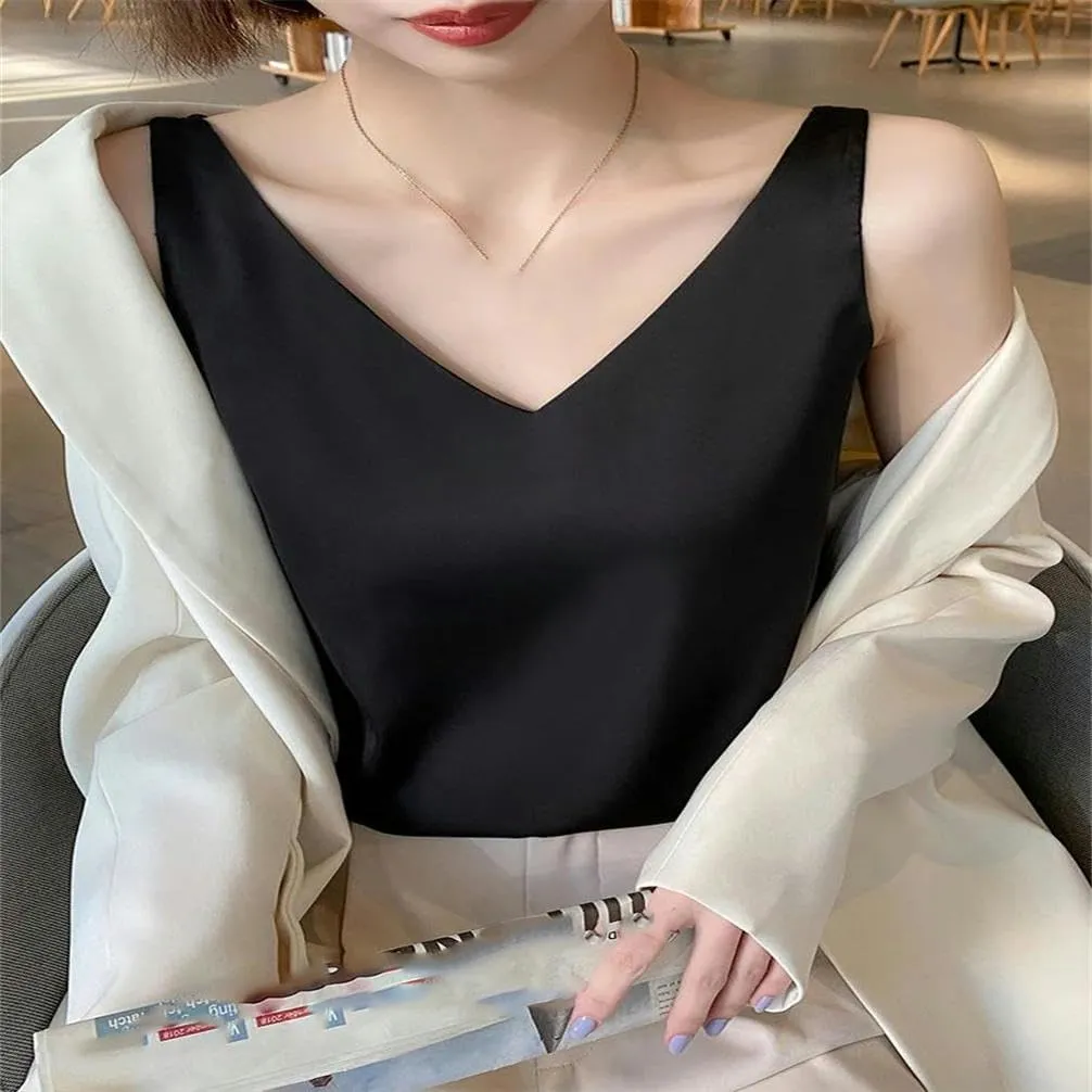 Camisole top Women's Halterneck O-Neck Basic Solid Color Camisole Sleeveless Lightweight Summer T-Shirt Basic