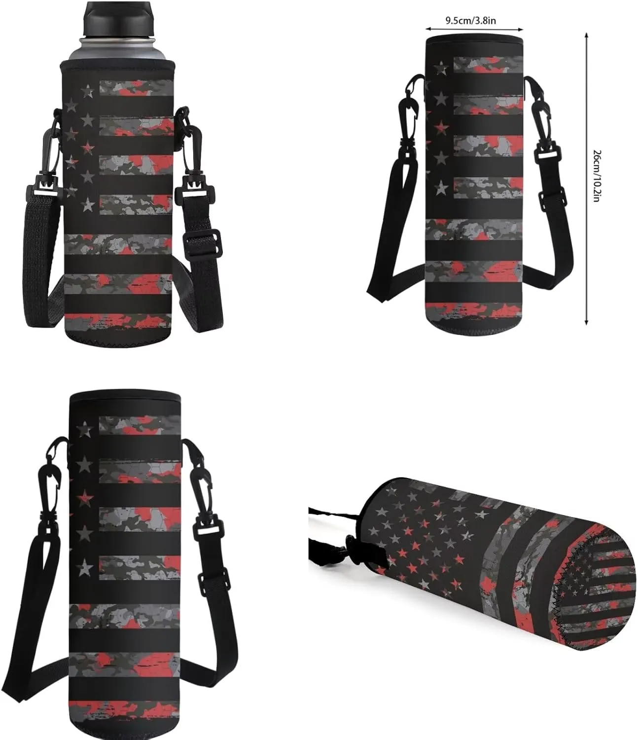 Camo American Flag Simple Modern Backpack and Lunch Box Set 17 Inch Kawaii Large School Backpack for Teen Boys 4 In 1 Set Large Capacity Pencil Case Lightweight Water Bottle Carrier Bag